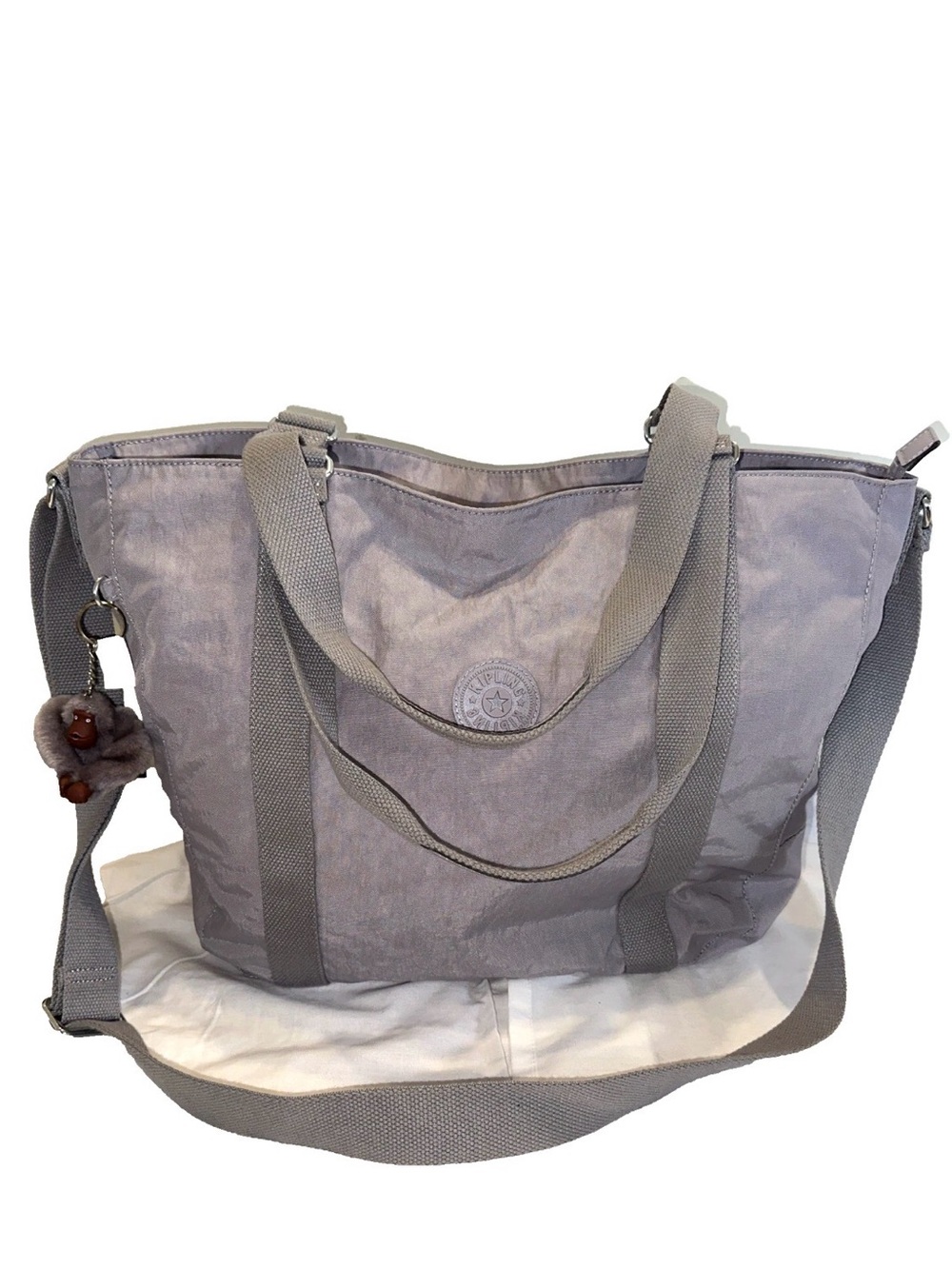 Kipling Live Light gray shoulder / weekend / carry-on bag 19" x 13" Monkey Charm